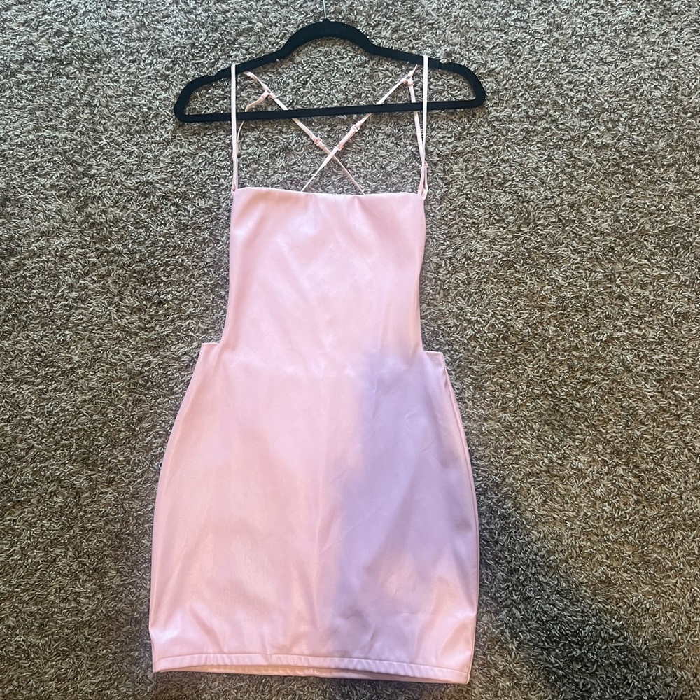 PINK BACKLESS MINI DRESS
